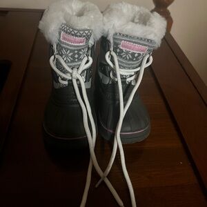 London Fog Kids Boots with Gray and Pink Accents